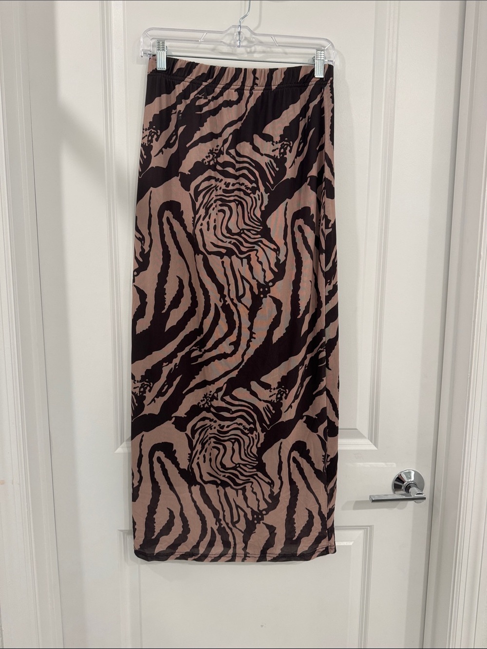 Animal Print Midi Skirt in Taupe/brown and Black